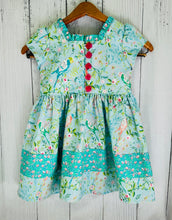 Load image into Gallery viewer, Parakeet dress in pastel greens.
