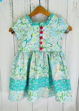 Load image into Gallery viewer, Parakeet dress in pastel greens.
