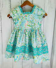 Load image into Gallery viewer, Parakeet dress in pastel greens.
